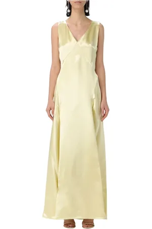 Serafini Femme, Robes, Jaune, Taille: 38 FR Robe en Viscose Satinée