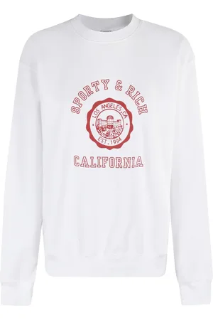 Sporty & Rich Femme, Sweatshirts et sweats à capuche, Blanc, Taille: 40 FR California Emblem Crewneck Sweater