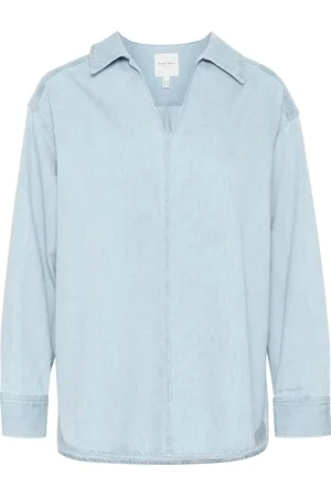 Part Two Femme, Blouses et Chemises, Bleu, Taille: 34 FR Blouse en Denim Oversize