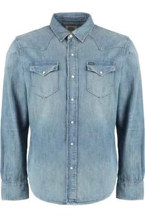 Ralph Lauren Homme, Chemises, Bleu, Taille: S Chemise Western en Denim à Col Classique 100% Coton