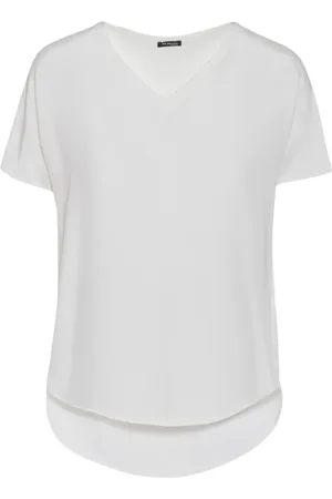 Kiton Femme, Tops, Blanc, Taille: 34 FR T-shirt en soie à col en V
