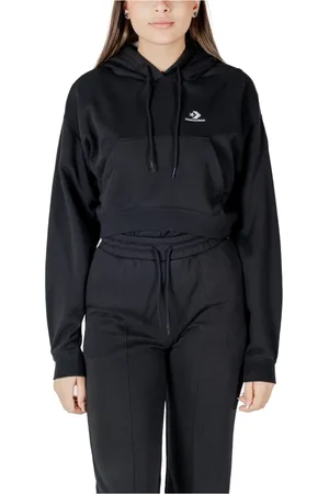 Converse Femme, Sweatshirts et sweats à capuche, Noir, Taille: 44 FR Sweat à capuche noir avec poche