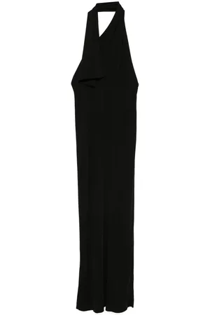 Khaite Femme, Robes, Noir, Taille: 38 FR Robe Longue à Panneaux Drappés et Encolure Asymétrique