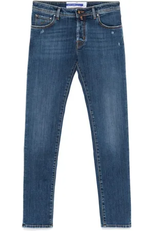 Jacob Cohen Homme, Jeans, Bleu, Taille: W34 Jean Slim Délavé et Effet Vieilli Bleu