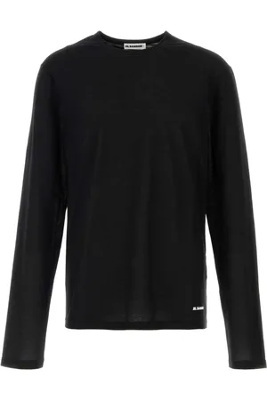 Jil Sander Homme, Tops, Noir, Taille: M T-shirt Noir en Coton Style Classique
