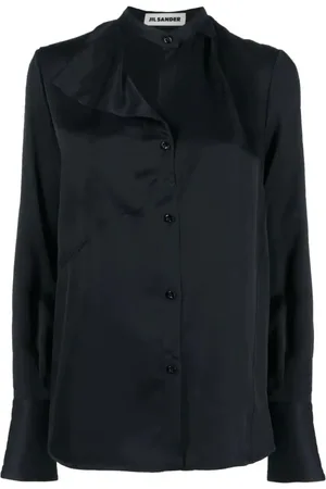 Jil Sander Femme, Blouses et Chemises, Bleu, Taille: 40 FR Chemise à Manches Longues Boutonnée