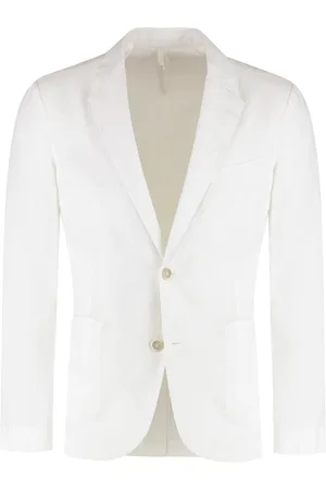 120% Lino Homme, Vestes, Blanc, Taille: XL Veste en Lin à Revers et Poches