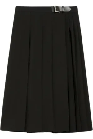 Max Mara Femme, Jupes, Noir, Taille: 40 FR Jupe Kilt Midi en Laine Noire