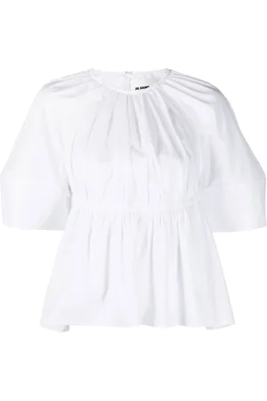 Jil Sander Femme, Blouses et Chemises, Blanc, Taille: 38 FR Haut Blanc à Basques et Découpes à la Taille