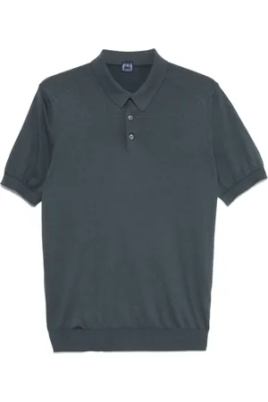 FEDELI Homme, Tops, Bleu, Taille: 2XL Pull Col Polo Bleu-Gris