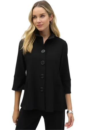 Joseph Ribkoff Femme, Blouses et Chemises, Noir, Taille: 40 FR Veste Trapèze à Col Froncé