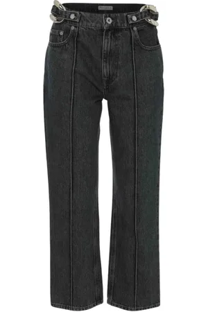 J.W.Anderson Femme, Jeans, Noir, Taille: 40 FR Jean Cropped Noir Détail Chaîne