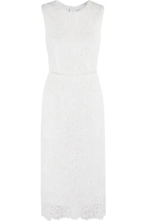 ERMANNO SCERVINO Femme, Robes, Blanc, Taille: 40 FR Robe Blanche en Dentelle avec Col Rond
