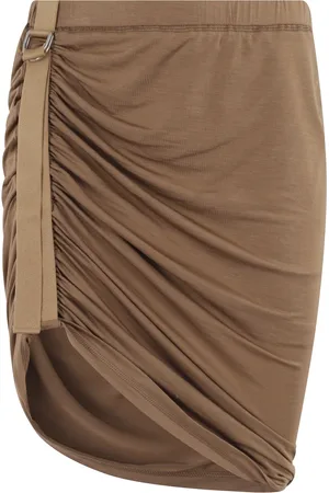 Helmut Lang Femme, Jupes, Brun, Taille: 40 FR Jupe Mini en Jersey Cacao avec Drapé