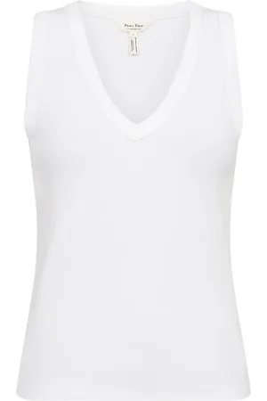 Part Two Femme, Tops, Blanc, Taille: 42 FR Top Blanc Éclatant à Col V