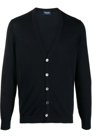 DRUMOHR Homme, Pulls, Bleu, Taille: L Cardigan en Coton Bleu pour Homme