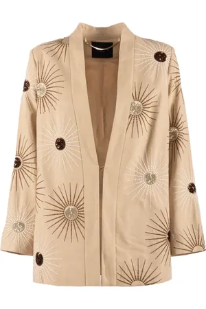 Nenette Femme, Vestes, , Taille: 40 FR Veste Style Kimono en Lin avec Détails Brodés à la Main