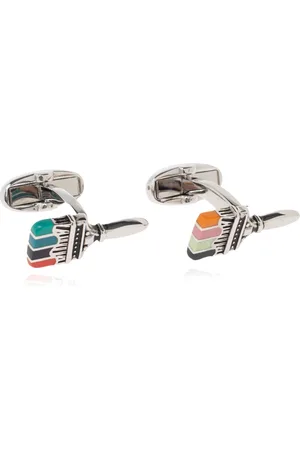 Paul Smith Homme, Accessoires, Gris, Taille: ONE Size Boutons de Manchette avec Motif Pinceau