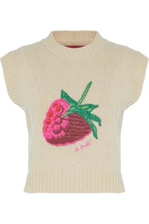 La DoubleJ Femme, Pulls, , Taille: 40 FR Gilet Court en Raphia Framboise