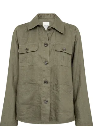 Part Two Femme, Vestes, Vert, Taille: 34 FR Veste en lin à grandes poches
