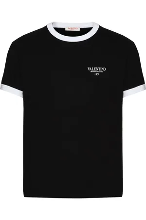 VALENTINO GARAVANI Homme, Tops, Noir, Taille: L T-shirt ras du cou avec logo imprimé