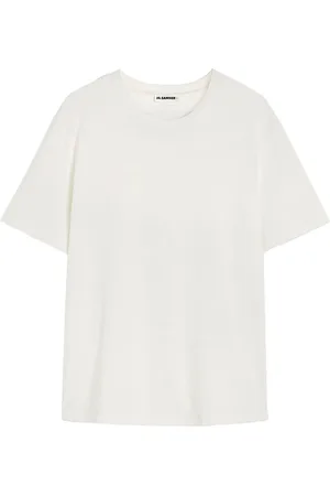 Jil Sander Homme, Tops, Blanc, Taille: L T-shirt en coton avec logo