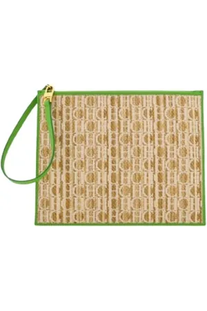 Carolina Herrera Femme, Sacs, , Taille: ONE Size Pochette Shopping Raffia Verte