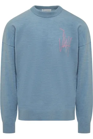 J.W.Anderson Homme, Pulls, Bleu, Taille: S Pull Ras du Cou Jacquard