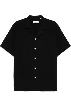 Foret Homme, Chemises, Noir, Taille: M Chemise Noire à Col Camp