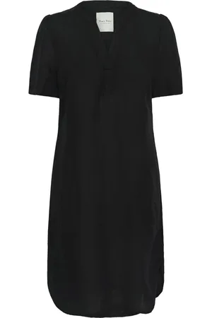 Part Two Femme, Robes, Noir, Taille: 36 FR Robe Courte à Manches Courtes et Col en V