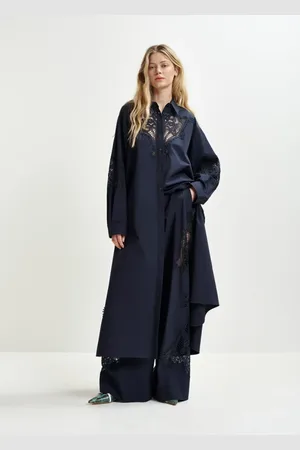 Essentiel Antwerp Femme, Robes, Bleu, Taille: 38 FR Robe longue en coton bleu marine