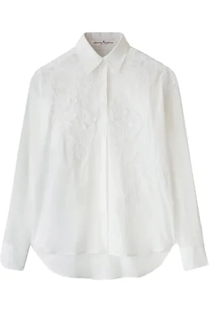 ERMANNO SCERVINO Femme, Blouses et Chemises, Blanc, Taille: 36 FR Chemise Blanche en Coton avec Broderie en Dentelle