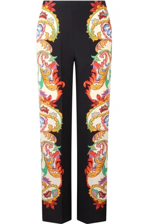 Etro Femme, Pantalons, Multicolore, Taille: 38 FR Pantalon Palazzo en Soie Florale