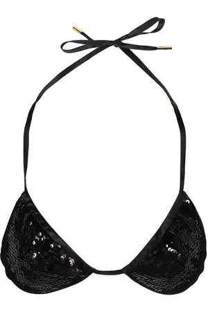 Tom Ford Femme, Maillots de bain, Noir, Taille: 36 FR Soutien-gorge triangle à sequins bretelles réglables