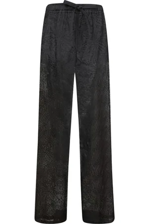 GENNY Femme, Pantalons, Noir, Taille: 34 FR Pantalon Noir à Fleurs Taille Haute