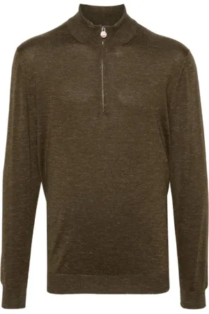 Kiton Homme, Pulls, Vert, Taille: L Pull Col Montant Vert Mélange