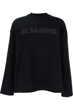 Jil Sander Homme, Tops, Noir, Taille: L T-Shirt en Coton avec Logo Imprimé