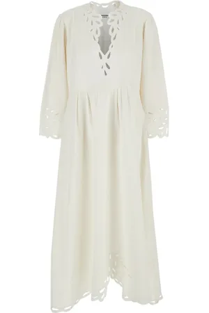 Isabel Marant Femme, Robes, Blanc, Taille: 36 FR Robe Évasée Blanche à Col en V