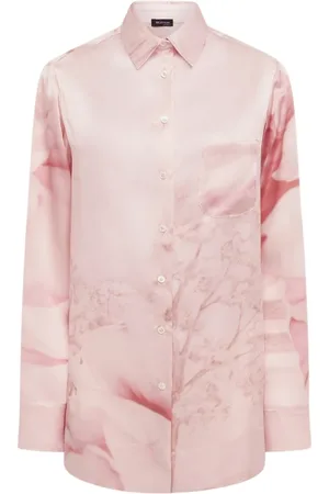 Kiton Femme, Blouses et Chemises, Rose, Taille: 38 FR Chemise en soie imprimée Naples Garden