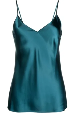 Joseph Femme, Tops, Vert, Taille: 42 FR Chemisier Décontracté en Satin de Soie Vert