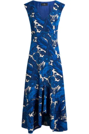 Etro Femme, Robes, Bleu, Taille: 40 FR Robe imprimée col en V