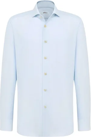 Kiton Homme, Chemises, Bleu, Taille: 2XL Chemise Formelle en Mélange Coton-Chanvre