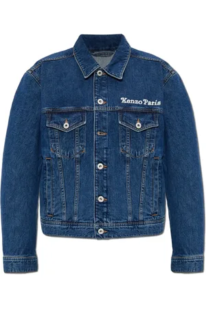 Kenzo Femme, Vestes, Bleu, Taille: 38 FR Veste en jean avec broderie d`écorce