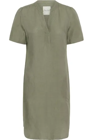 Part Two Femme, Robes, Vert, Taille: 46 FR Robe Simple à Col V