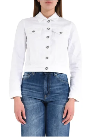 Dondup Femme, Vestes, Blanc, Taille: 44 FR Veste en denim stretch avec boutons bijoux