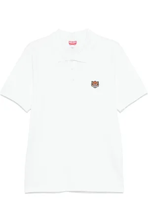 Kenzo Homme, Tops, Blanc, Taille: M Polo Slim Brodé Tigre Joyeux