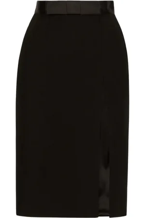 Dolce & Gabbana Femme, Jupes, Noir, Taille: 38 FR Jupe Noire en Laine avec Taille Haute