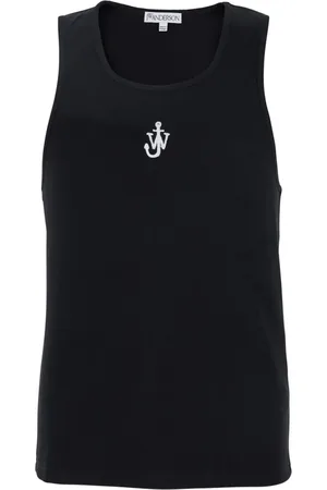 J.W.Anderson Homme, Tops, Noir, Taille: L Top Noir Sans Manches avec Broderie Logo