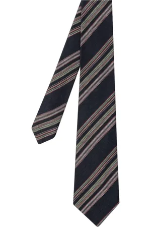 Paul Smith Homme, Accessoires, Multicolore, Taille: ONE Size Cravate marine à rayures en bloc soie et lin