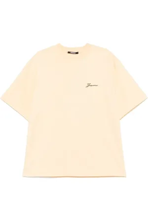 Jacquemus Homme, Tops, Jaune, Taille: S T-shirt à Manches Courtes avec Logo Imprimé au Dos